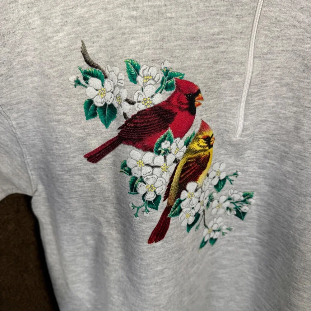 Vintage Morning Sun Sweater Shirt Large Womens 90s Cardinal Bird Grandma USA